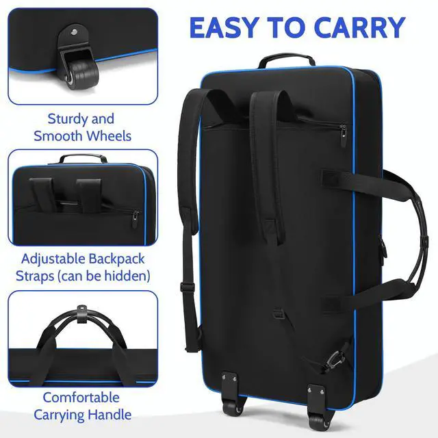 Alt view image 5 of 6 - DJ Controller Case with Wheels Compatible with DDJ FLX10 /1000 /FLX6 /REV7 /REV5, Rolling DJ Case for Equipment, Padded Large DJ Backpack with Multi-Pocket for Laptop, Accessories (Blue)