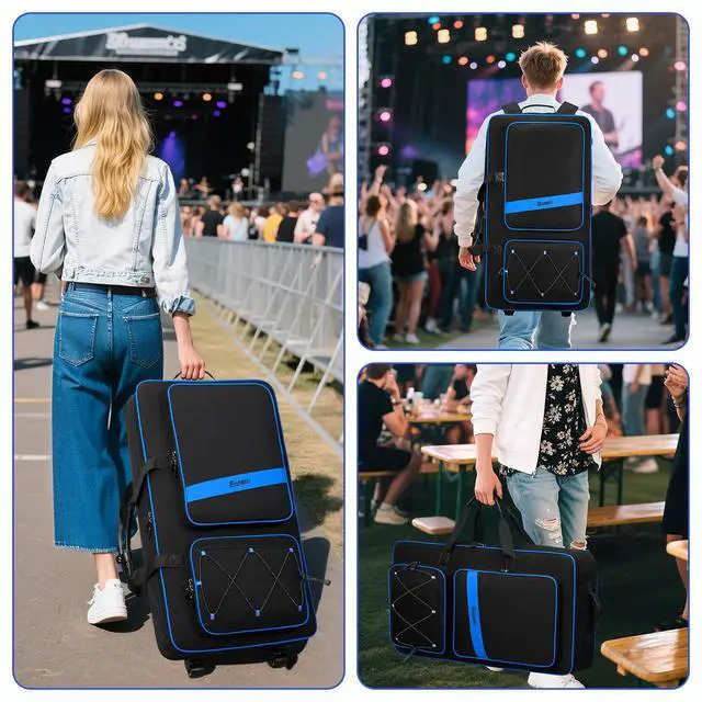 Alt view image 6 of 6 - DJ Controller Case with Wheels Compatible with DDJ FLX10 /1000 /FLX6 /REV7 /REV5, Rolling DJ Case for Equipment, Padded Large DJ Backpack with Multi-Pocket for Laptop, Accessories (Blue)