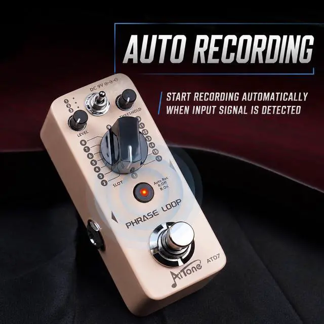 Alt view image 4 of 7 - Guitar Looper Pedal, 48 Memory Slots, Auto Record, 24-Bit (AT-07) | Built for songwriters, practice and recording, with 10-minute tracks, unlimited overdubs and adjustable trigger sensitivity