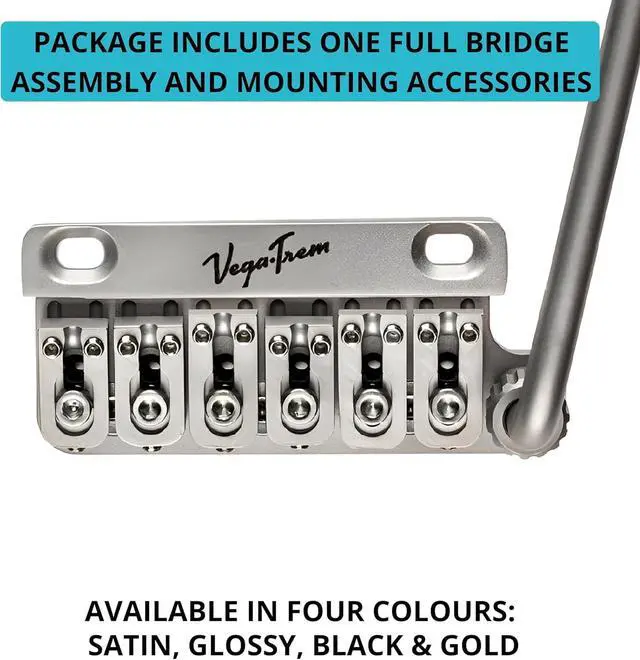 Alt view image 3 of 7 - Vega-Trem VT1 Special 2-Points Stratocaster Guitar Tremolo Bridge For Strat No Mods Easy Installation (Satin)
