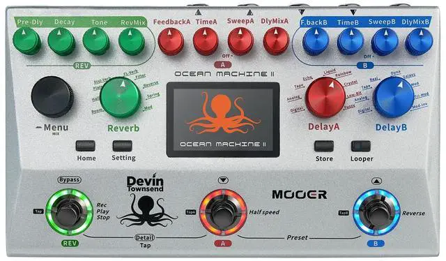 Main image of Ocean Machine II Dual Delay Reverb and Looper Pedal | Full MIDI Support, Ambient tool for Guitar Bass Keyboard Acoustic Guitar Synth Electric violins Electronic Wind Instruments