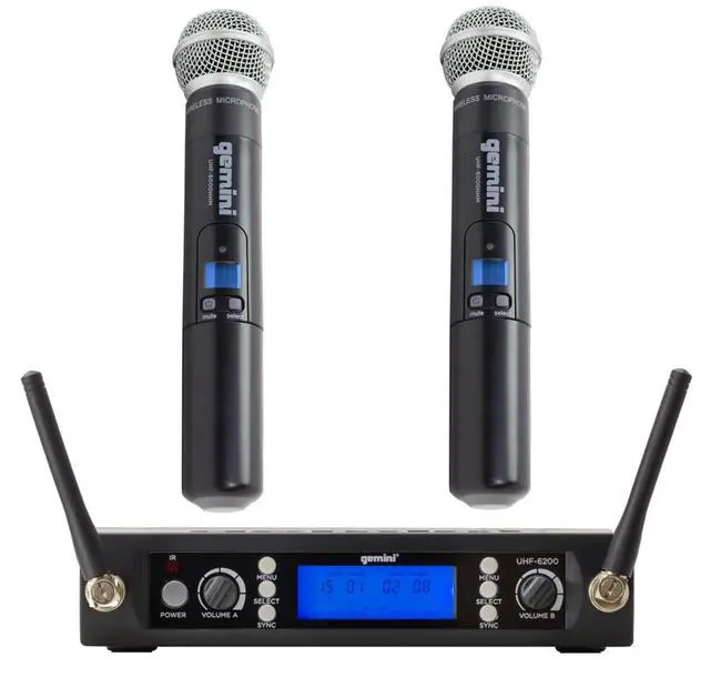 Main image of UHF Dual Wireless Handheld Microphone System (UHF-6200M) | Dual-channel UHF handheld mics, 512-537.5 MHz - auto SYNC pairing - 2 XLR outs + 1/4" summed mix out - LCD, 1U rack mount