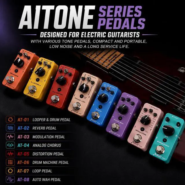 Alt view image 7 of 7 - AT-06 Drum Machine Guitar Pedal with Real-Time Fill Function 48 Drum Grooves 6 Music Styles & Tap Tempo EQ Presets for Electric Guitar