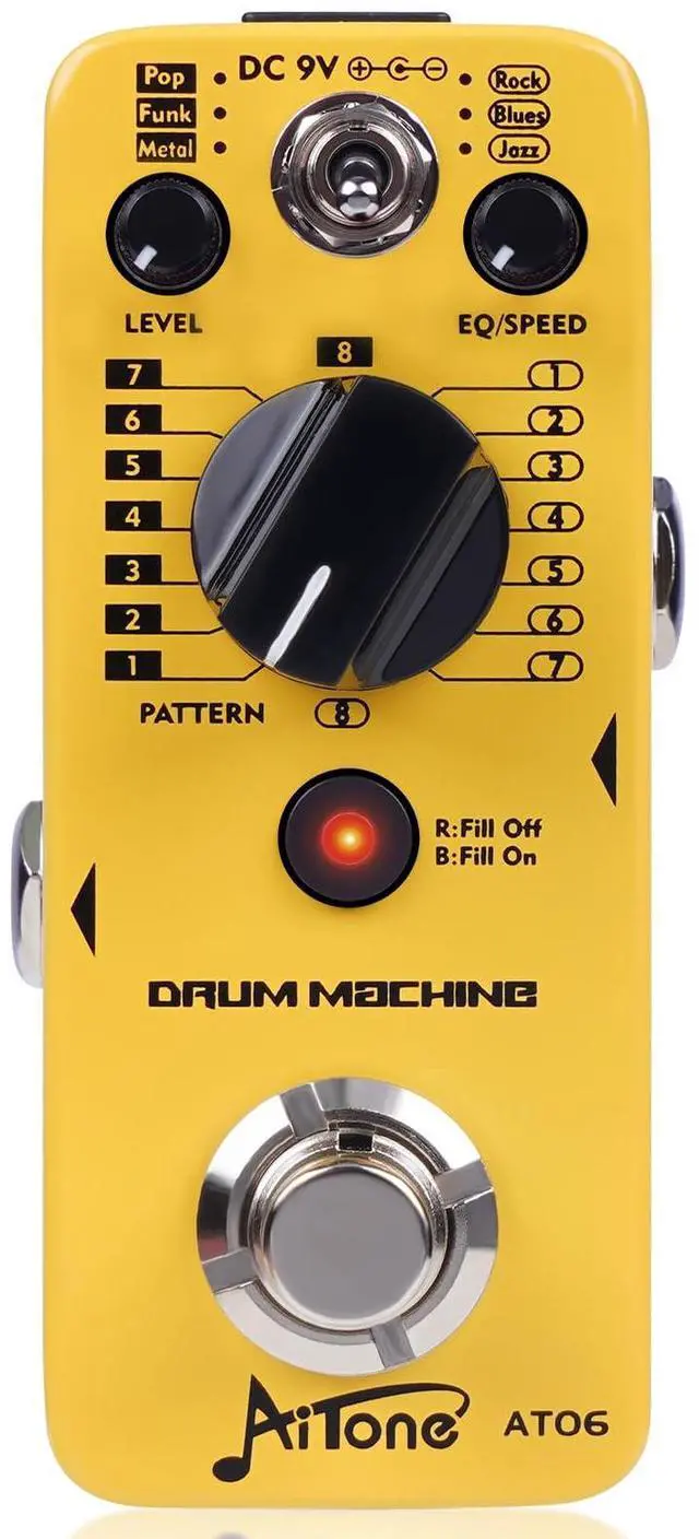 Main image of AT-06 Drum Machine Guitar Pedal with Real-Time Fill Function 48 Drum Grooves 6 Music Styles & Tap Tempo EQ Presets for Electric Guitar