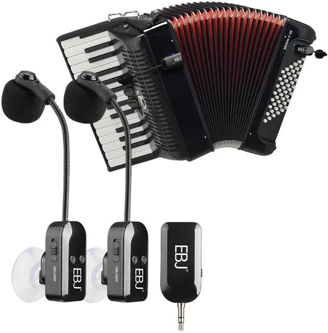 Main image of 2.4G Instrument Microphone Receiver with Detachable Suction Cup for Guitar Violin Cello Accordion Speakers Pickup Stage Performance Live Noise Reduction Microphone 100ft Range (KX-801-2)