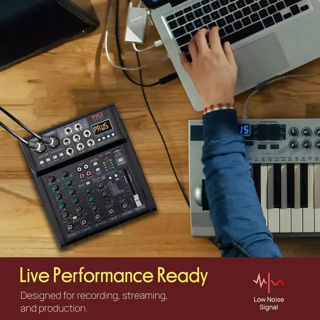 Alt view image 6 of 7 - 6 Channel Studio Mixer - Small Footprint, USB - PC Recording, Bluetooth In, MP3 Player, DSP Effects, +48V Phantom Power, XLR Combo Inputs, Control Room Out, Smooth Dials and Faders - PMX406ST