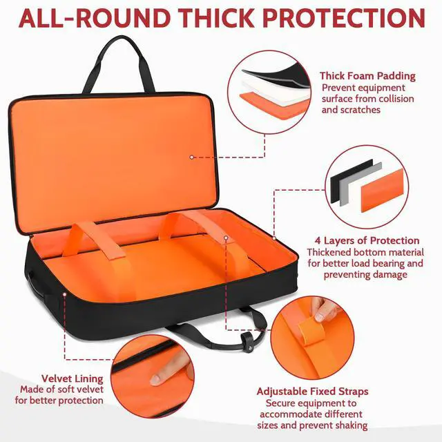 Alt view image 4 of 7 - DJ Controller Case with Wheels Compatible with DDJ FLX10 /1000 /FLX6 /REV7 /REV5, Rolling DJ Case for Equipment, Padded Large DJ Backpack with Multi-Pocket for Laptop Accessories (Black Red)