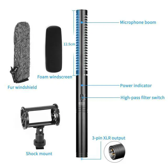 Alt view image 3 of 7 - XLR Microphone, Shotgun Microphone BY-BM6060 with Shockmount Windscreen Mic for Camera DSLR External Condenser Professional Microphones for Video Interview ENG Film
