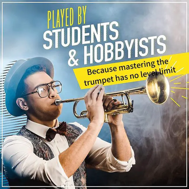 Alt view image 4 of 7 - Bb Standard Trumpet Set for Beginners - Gold | Brass Trumpet Instrument with Hard Case, 7C Mouthpiece, Valve Oil, Cleaning Cloth & Maintenance kit & Gloves