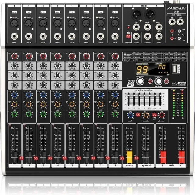 Main image of 8-Channel DJ Audio Mixer with Bluetooth & 48V Phantom Power | Built-in 99 DSP Effects & 7-Band EQ, USB Recording Mixing Console for Live Streaming, Podcast, Recording, Karaoke & Stage