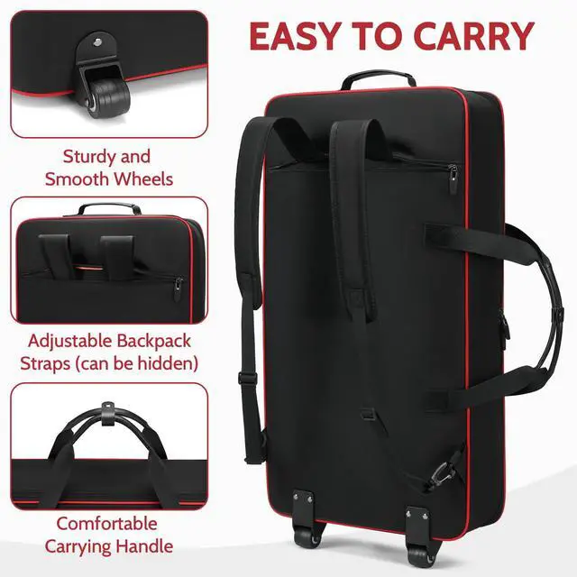 Alt view image 7 of 7 - DJ Controller Case with Wheels Compatible with DDJ FLX10 /1000 /FLX6 /REV7 /REV5, Rolling DJ Case for Equipment, Padded Large DJ Backpack with Multi-Pocket for Laptop Accessories (Black Red)