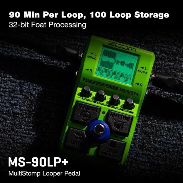 Alt view image 2 of 7 - MS-90LP+ MultiStomp Looper Pedal with 90-Minute Loops, 13-Hour Recording, High-Fidelity 32-Bit Float Audio, Backlit LCD, Rhythm Patterns, and MIDI, for Guitarists, Bassists, & Keyboardists