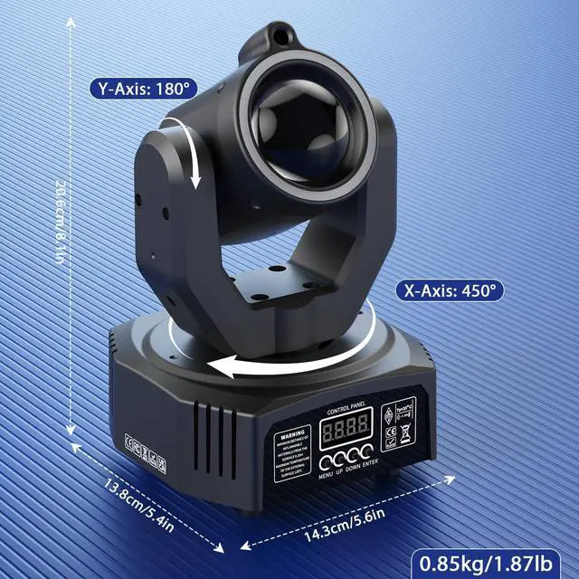 Alt view image 7 of 7 - 2-Pack Mini Moving Head Light, 50W LED Stage Lighting with Remote Control, Beam/Colorful Aperture/Starry Sky Effects for DJ Sets Party Family Gatherings Small Venues