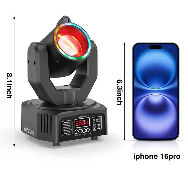 Alt view image 5 of 7 - 2-Pack Mini Moving Head Light, 50W LED Stage Lighting with Remote Control, Beam/Colorful Aperture/Starry Sky Effects for DJ Sets Party Family Gatherings Small Venues