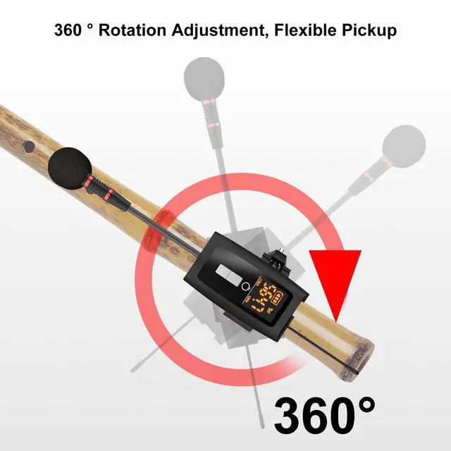 Alt view image 7 of 7 - Wireless Flute Microphone System, UHF Wind Music Instruments Microphone with Rechargeable Receiver and Transmitter 196ft Range, Professional Tubular Instrument Clip Great for Flute, Piccolo