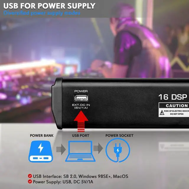 Alt view image 2 of 7 - Professional Bluetooth DJ Audio Mixer - 6-Channel DJ Controller Sound Mixer w/DSP 16 Preset Effects, USB Interface, 4 XLR Mic/Line Input, AUX, FX Processor MP3 Player, Headphone Jack - PMX466