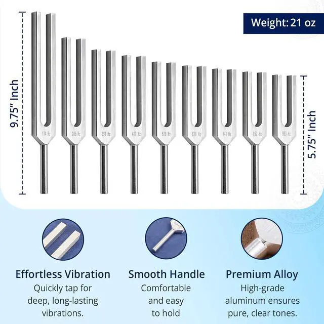 Alt view image 4 of 6 - Solfeggio Tuning Forks for Healing Set - Made in the USA - Chakra Tuning Fork Set Includes 528 hz Tuning Fork - Sound Healing Instruments & Sound Therapy Instruments
