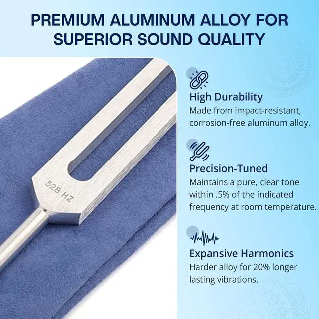 Alt view image 5 of 6 - Solfeggio Tuning Forks for Healing Set - Made in the USA - Chakra Tuning Fork Set Includes 528 hz Tuning Fork - Sound Healing Instruments & Sound Therapy Instruments