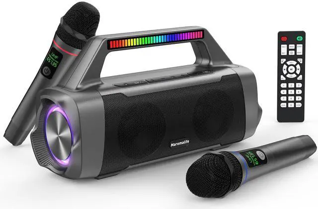 Main image of Karaoke Machine with Two Wireless Microphones,Portable Bluetooth Speaker for 100W Stereo Sound, IPX7 Waterproof Speaker with Remote Control Supports for USB,AUX,TWS,40H Playtime,BT 5.3,Rhythm Light