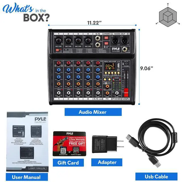 Alt view image 6 of 7 - Professional Bluetooth DJ Audio Mixer - 6-Channel DJ Controller Sound Mixer w/DSP 16 Preset Effects, USB Interface, 4 XLR Mic/Line Input, AUX, FX Processor MP3 Player, Headphone Jack - PMX466