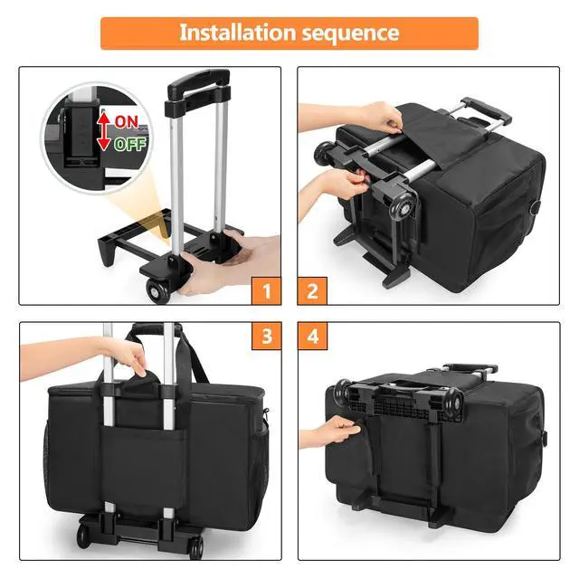 Alt view image 5 of 7 - Rolling DJ Cable File Bag, Travel Gig Bag with Hard Padded Bottom | with Detachable Dividers and Dolly, for Professional DJ Gear, Musical Instrument and Accessories