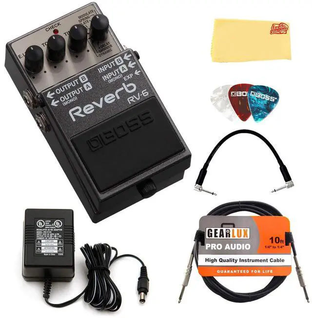 Main image of RV-6 Reverb Bundle with Gearlux Power Supply, Instrument Cable, Patch Cable, Picks, and Austin Bazaar Polishing Cloth