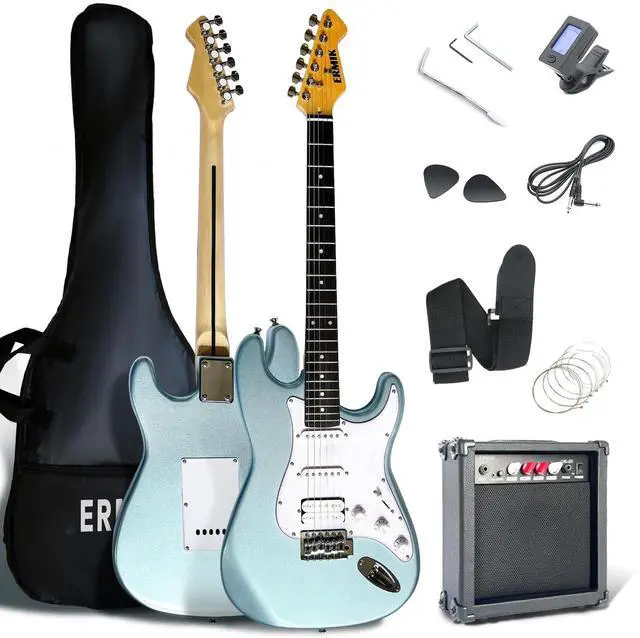 Main image of Solid Body Electric Guitar Kit with Amp 20W, Strings, Strap, Digital Tuner, Picks, Gig Bag, Cable, Tremolo Bar, 39" Full Size Guitar HSS Pickups Guitarra Electrica Beginner Gift
