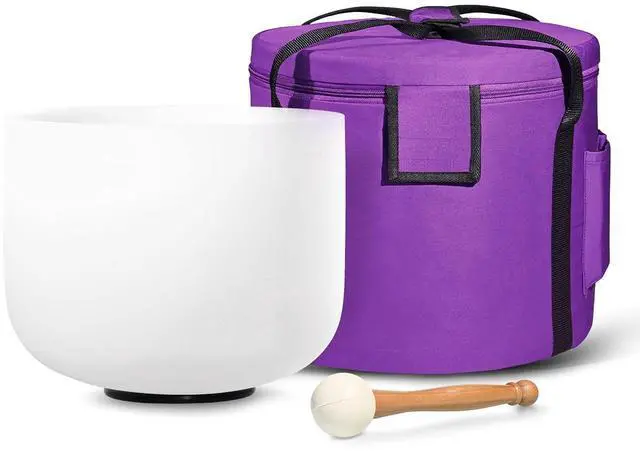 Main image of 440HZ 8 Inch A Note Third Eye Chakra Frosted Quartz Crystal Singing Bowl Meditation Therapy Sound Healing Instrument Sound Bath Bowl with Carrying Bag Mallet and O-ring