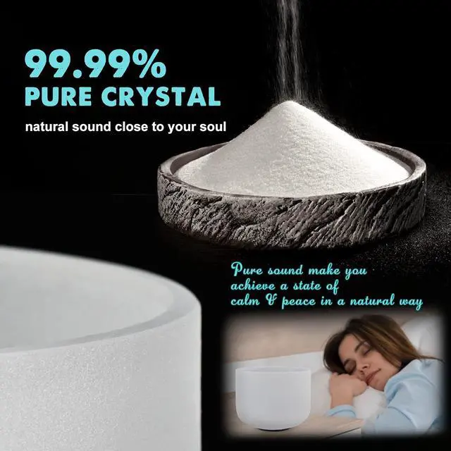 Alt view image 2 of 7 - 440HZ 8 Inch A Note Third Eye Chakra Frosted Quartz Crystal Singing Bowl Meditation Therapy Sound Healing Instrument Sound Bath Bowl with Carrying Bag Mallet and O-ring