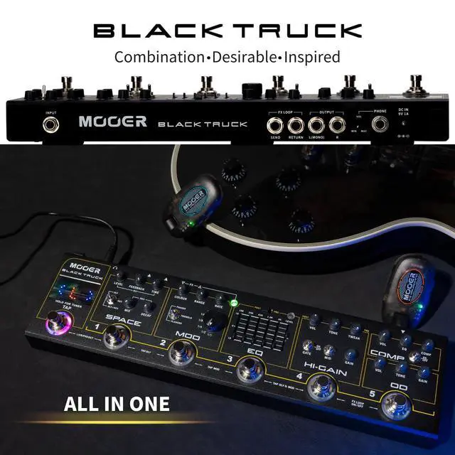 Alt view image 2 of 7 - Black Truck Guitar Combined Effects Pedal for Metal with Compressor, Overdrive, Distortion, EQ, modulation, Delay, Reverb