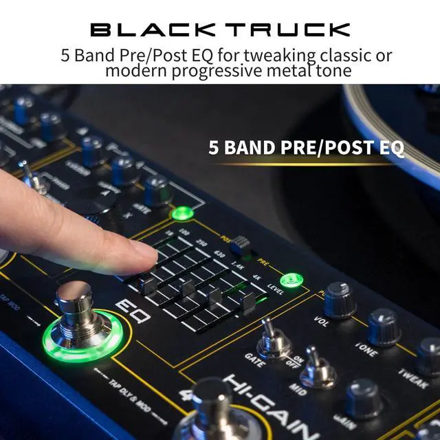 Alt view image 6 of 7 - Black Truck Guitar Combined Effects Pedal for Metal with Compressor, Overdrive, Distortion, EQ, modulation, Delay, Reverb