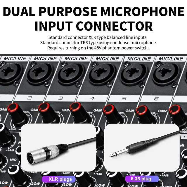 Alt view image 6 of 7 - MX12 12 Channel Sound Mixer Audio Mixing Console 48V 256DSP Professional USB PC Play Record Podcast Live Broadcast (US MX12)