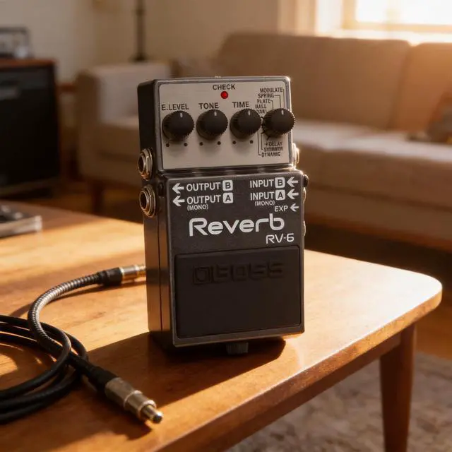 Alt view image 7 of 7 - RV-6 Reverb Bundle with Gearlux Power Supply, Instrument Cable, Patch Cable, Picks, and Austin Bazaar Polishing Cloth