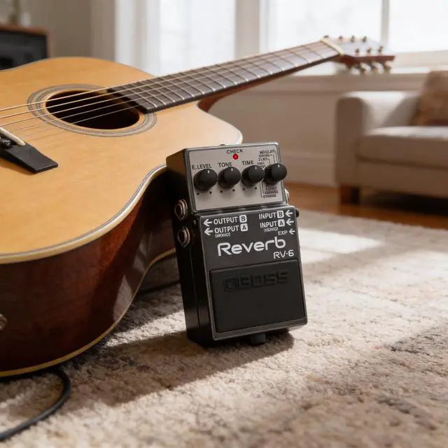 Alt view image 5 of 7 - RV-6 Reverb Bundle with Gearlux Power Supply, Instrument Cable, Patch Cable, Picks, and Austin Bazaar Polishing Cloth