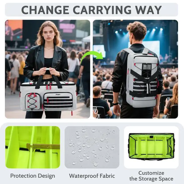 Alt view image 4 of 6 - DJ Cable Bag with Detachable Dividers for Equipment and Music Gear, Grey | Laptop and Microphone Pocket, Versatile Carrying with Shoulder Strap, Durable Fabric, for Musicians and Audio Professionals