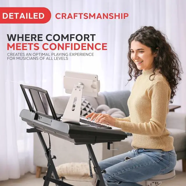 Alt view image 3 of 7 - Heavy Duty Folding Keyboard Stand - Sturdy Reinforced Z Design W/ Adjustable Width & Height, Foam Padded Arms, Digital Piano Stand, Fits 54-88 Key Electric Pianos, For Travel & Storage - PKST38