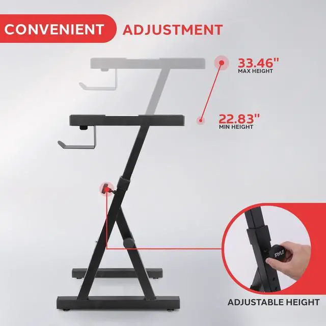 Alt view image 4 of 7 - Heavy Duty Folding Keyboard Stand - Sturdy Reinforced Z Design W/ Adjustable Width & Height, Foam Padded Arms, Digital Piano Stand, Fits 54-88 Key Electric Pianos, For Travel & Storage - PKST38