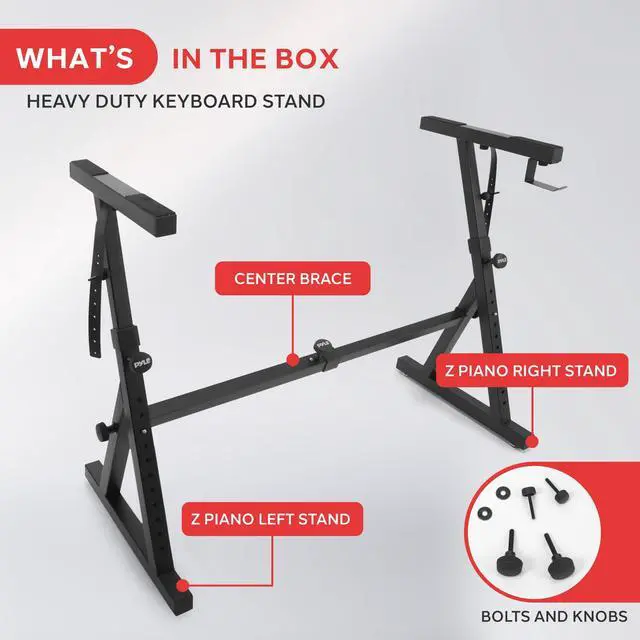 Alt view image 7 of 7 - Heavy Duty Folding Keyboard Stand - Sturdy Reinforced Z Design W/ Adjustable Width & Height, Foam Padded Arms, Digital Piano Stand, Fits 54-88 Key Electric Pianos, For Travel & Storage - PKST38
