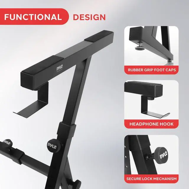 Alt view image 6 of 7 - Heavy Duty Folding Keyboard Stand - Sturdy Reinforced Z Design W/ Adjustable Width & Height, Foam Padded Arms, Digital Piano Stand, Fits 54-88 Key Electric Pianos, For Travel & Storage - PKST38