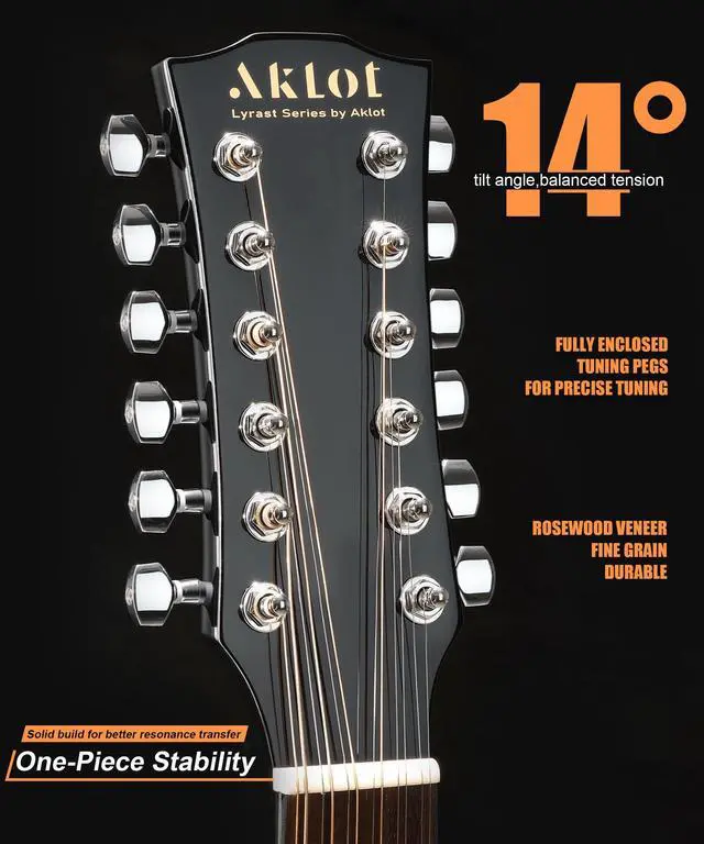 Alt view image 6 of 7 - 12-String Acoustic Electric Guitar: Mahogany Back and Sides with Spruce Top, 41-inch Cutaway Body, Built-in Pickup; Deluxe Set Includes Guitar Bag, Tuner, Cable, Capo, Strings & Picks (PL-NG)