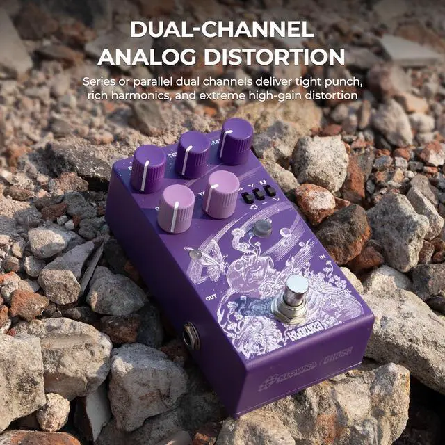 Alt view image 3 of 7 - Gnash Dual-Channel Analog Distortion Guitar Effects Pedal | Series/Parallel High - Gain Drive Channels with True Bypass for Bass & Electric Guitar, for Metal, Rock & Experimental