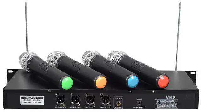 Alt view image 2 of 3 - 4 Handheld Wireless Microphone Cordless mics System | Ideal for church, Karaoke, Dj Party, Range up to 300 ft