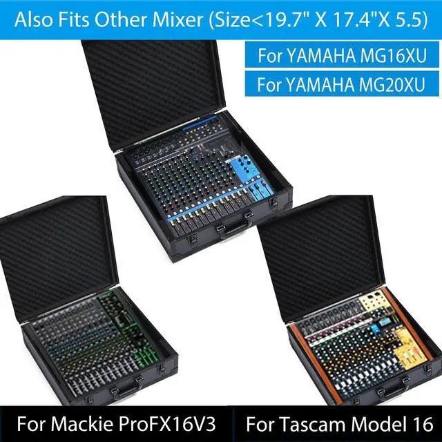 Alt view image 3 of 6 - Mixer Case for Yamaha MG16XU/ MG20XU | Protective Hard Shell Carrying Storage Gig Bag Case for Mackie ProFX16V3 / Tascam Model 16 with EVA Foam | Fits Mixer Size up to 19.7 X 17.4" X 5.2"