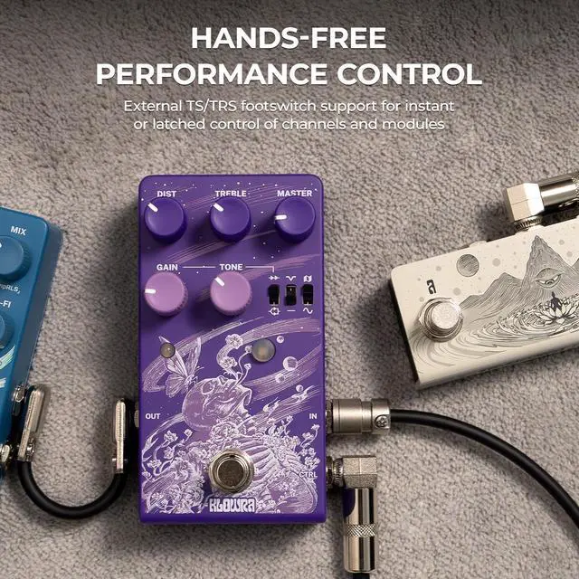Alt view image 6 of 7 - Gnash Dual-Channel Analog Distortion Guitar Effects Pedal | Series/Parallel High - Gain Drive Channels with True Bypass for Bass & Electric Guitar, for Metal, Rock & Experimental
