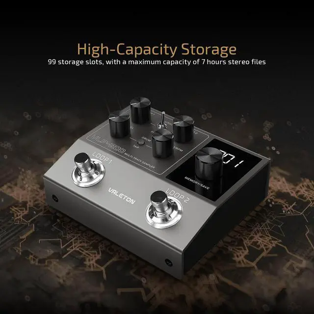 Alt view image 3 of 7 - Looper Pedal Dual Track Stereo Looper for Guitar, Bass, Keyboard, Vocals Drum Machine 99 Project Storage spaces Software Support VLP-200(Included 1 PCS Additional 15 CM TS Cable)