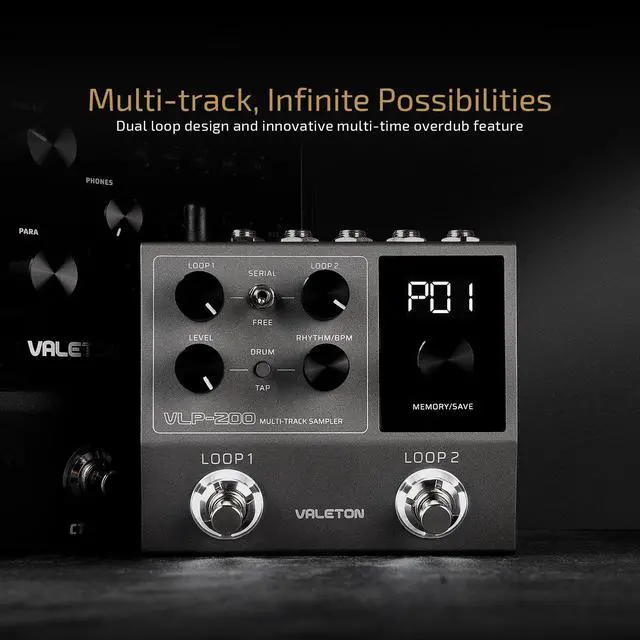 Alt view image 2 of 7 - Looper Pedal Dual Track Stereo Looper for Guitar, Bass, Keyboard, Vocals Drum Machine 99 Project Storage spaces Software Support VLP-200(Included 1 PCS Additional 15 CM TS Cable)
