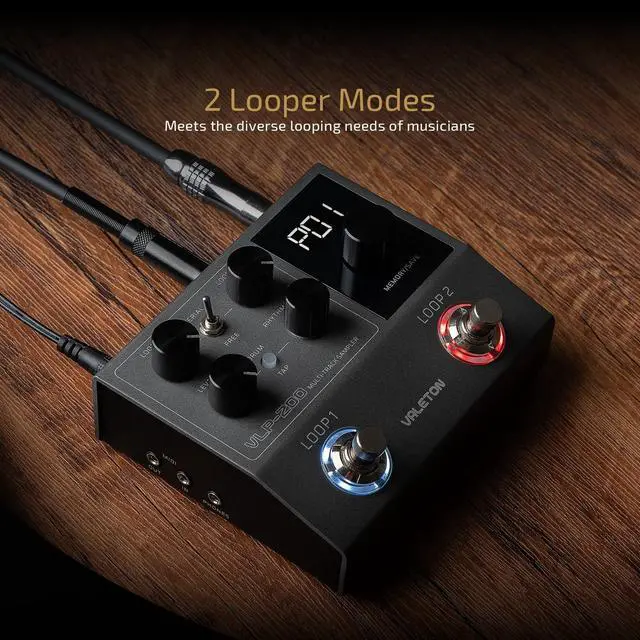 Alt view image 4 of 7 - Looper Pedal Dual Track Stereo Looper for Guitar, Bass, Keyboard, Vocals Drum Machine 99 Project Storage spaces Software Support VLP-200(Included 1 PCS Additional 15 CM TS Cable)