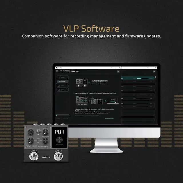 Alt view image 6 of 7 - Looper Pedal Dual Track Stereo Looper for Guitar, Bass, Keyboard, Vocals Drum Machine 99 Project Storage spaces Software Support VLP-200(Included 1 PCS Additional 15 CM TS Cable)