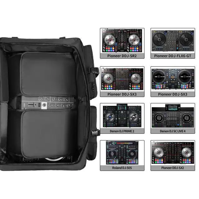Alt view image 2 of 7 - DJ Backpack for Club Gigs, DJ Mixer Case Compatible with Pioneer DDJ-SR2, Pioneer DDJ-FLX6-GT, RANE ONE, and More Equipment