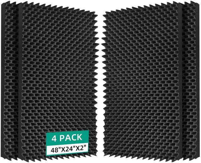 Main image of 4 Pack 48" X 24" X 2" Sound Proof Foam Panels for Walls, High-Density Egg Crate Acoustic Foam for Noise Reduction & Echo Control in Home Studio, Recording Room, Office